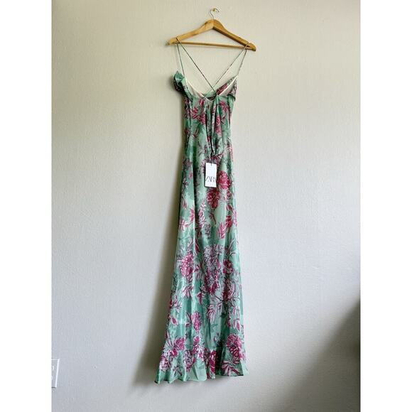Zara Chiffon Floral Maxi Dress Blogger Fav Wedding Guest Size XL - Picture 4 of 11